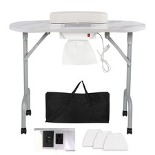 Portable Manicure Table Foldable Nail Desk with Charging Station  Dust Colle...