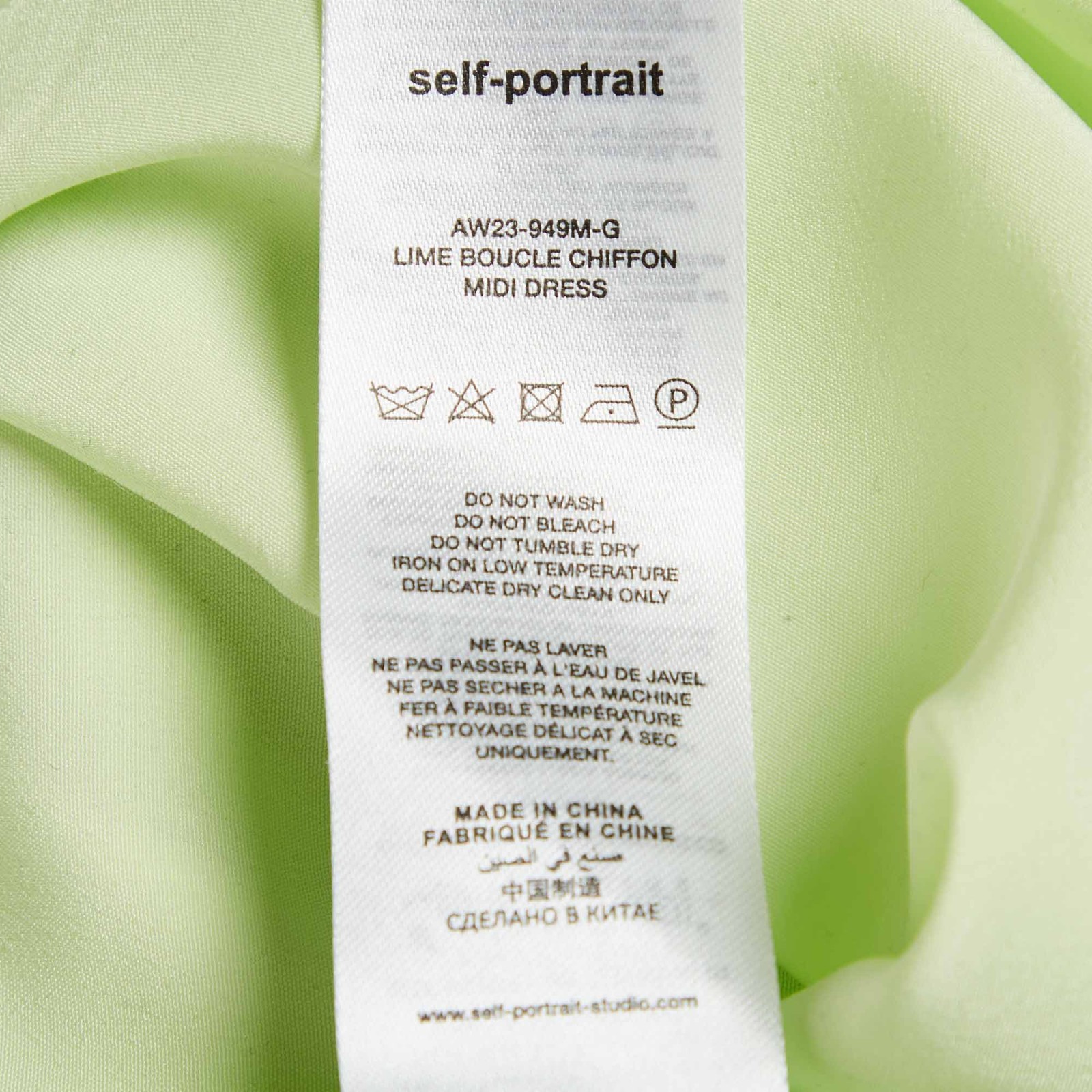 SelfPortrait Lime Boucle Chiffon Midi Dress M image 5