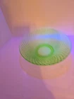 Vtg Uranium Glass Diamond/ Quilted Pattern, Serving Bowl 9.75D Depression