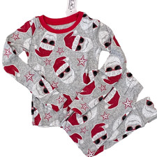 NWT Children's Place Grey Christmas Cool Santa Glow Cotton Pajamas - SIZE 5