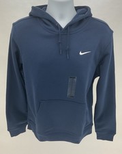 Men's Size Medium - Nike Navy/White Club Fleece Solo Swoosh Hoodie 611457-410 