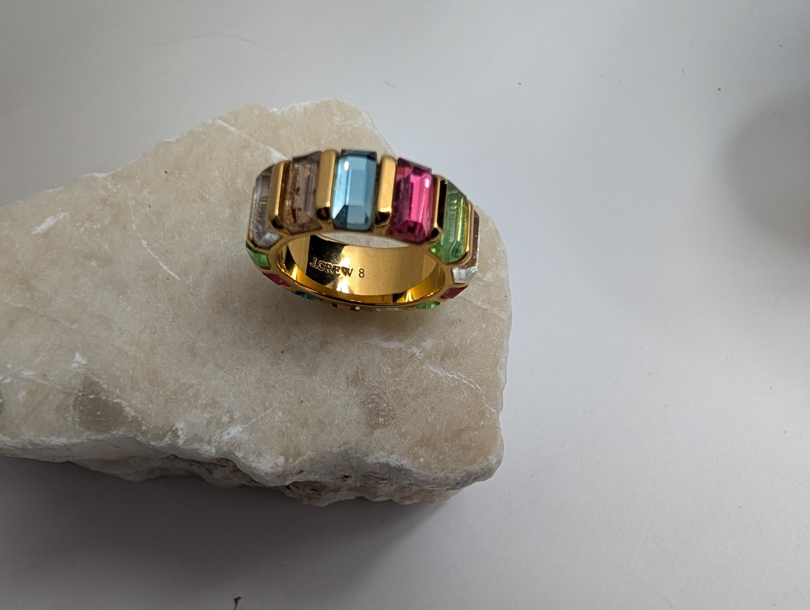 J.Crew Gold Tone Multi-Color Rectangular Glass St… - image 4