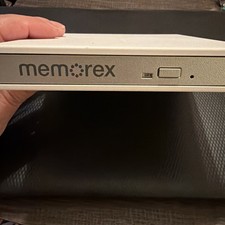 Memorex 8X Slim Multi-Format Recorder External MRX 650LE White. Untested Cond.