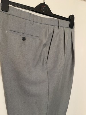 MARKS&SPENCER schwarz/weiße HERREN Relaxed Fit ANZUGHOSE - UK - 44 W/31 L ''