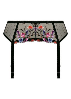 Fantasie Aurelia schwarzer Strapsgürtel schwarz schöne mehrfarbige Stickerei