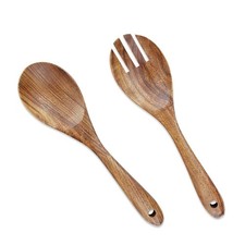 Salatbesteck Holz Servierl&ouml;ffel Set Akazienholz Ergonomisch 2 St&uuml;ck 10,2 Zoll
