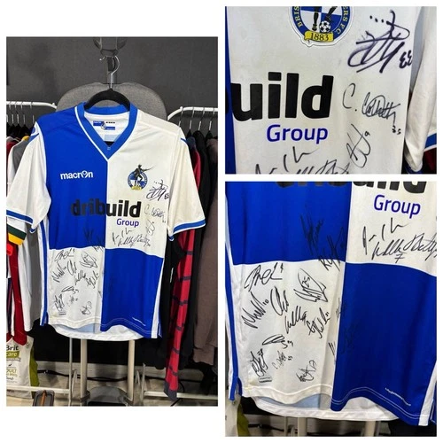 Bristol Rovers Fc Signed Team Autographs Soccer Jersey Macron Size:L