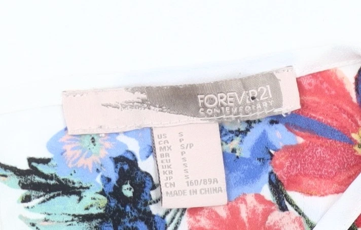 Camiseta para mujer Forever 21 multicolor floral de gasa talla S Foto 4 de 4