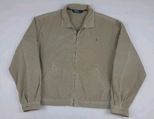 Vintage Polo Ralph Lauren Tan Corduroy Zip Jacket Pony Logo RL Sport Vtg USA XL