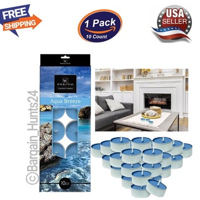 10Ct. Aqua Breeze Scented Tealight Candles Long Lasting Aromatherapy Gift Set