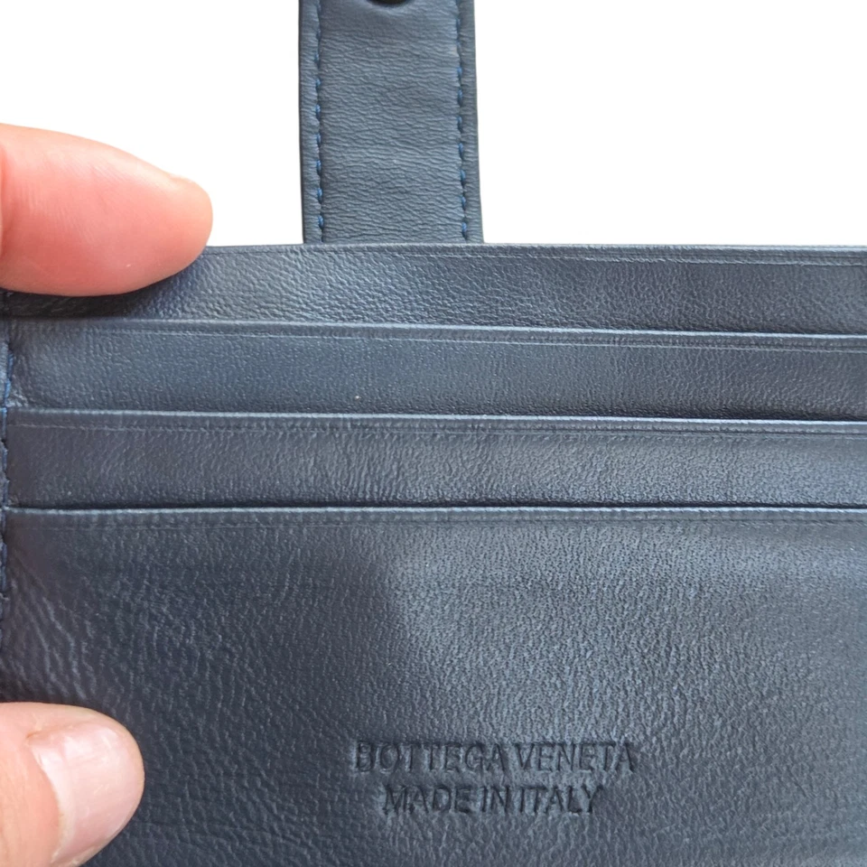 Cartera Tarjetero Bottega Veneta Cuero Azul Hecha en Italia Foto 4 de 4