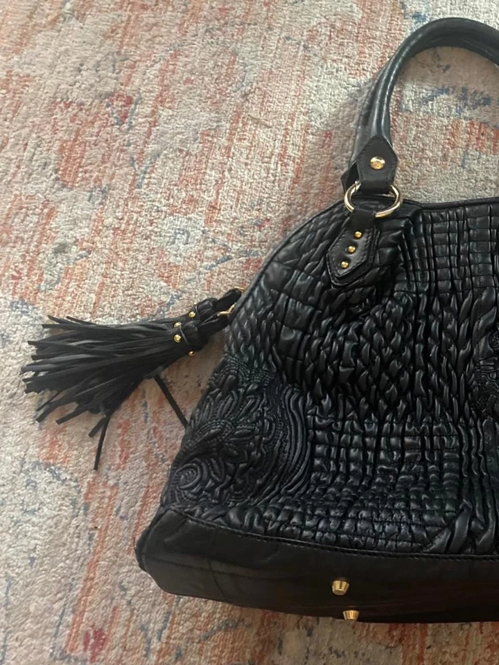 Paolo Masi - Bolso de mano para mujer de cuero acolchado hecho en Italia con herrajes dorados Foto 4 de 4