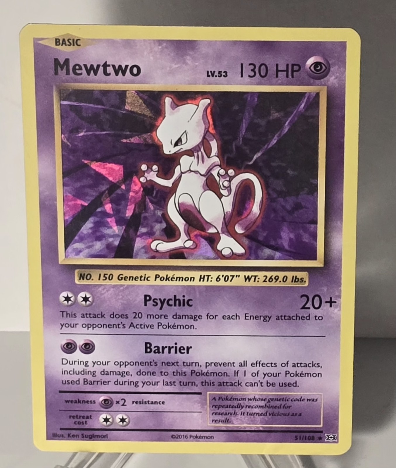 2016 Mewtwo 51/108 XY Evolutions Cracked Ice Holo Rare Pokémon TCG NM/M