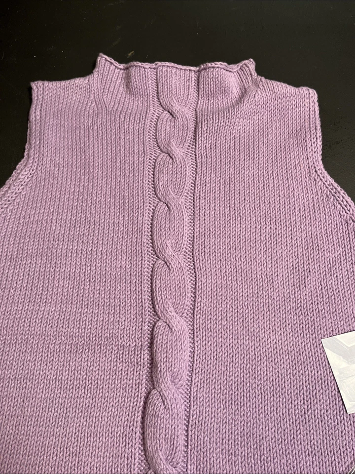 Y2K Willi Smith Sweater L Purple Sleeveless Mock Neck Knit NWT Retro Classic - Image 4 of 4