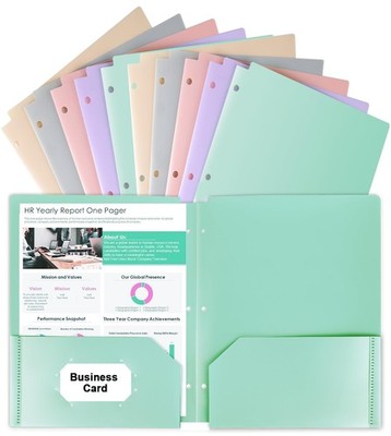 HABGP 3 Hole Pocket Folders, 10 Pcs Pastel Color Heavy 2 set (10 pcs), 