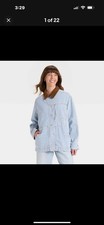 Universal Thread Womens Barn Chore Coat Blue White Stripe Medium