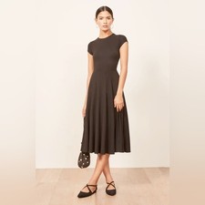 Reformation Ines Midi Dress Black S Minimalist Mod Neutral