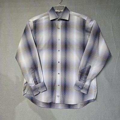 bugatchi uomo clssic fit button up plid shirt size M