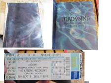 Madonna Drowned World Tour Program 2001 with Unused Concert Ticket Staples Ctr.