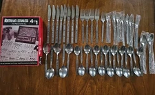 VTG 42pcs NORTHLAND Spring Fever Stainless Flatware Made In Korea W/ Box