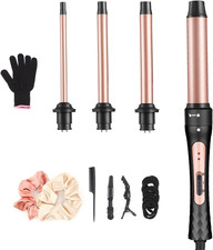 Curling Wand, 4 in 1 Hair Curling Iron Wand Set Include 4 Interchangeable Cerami