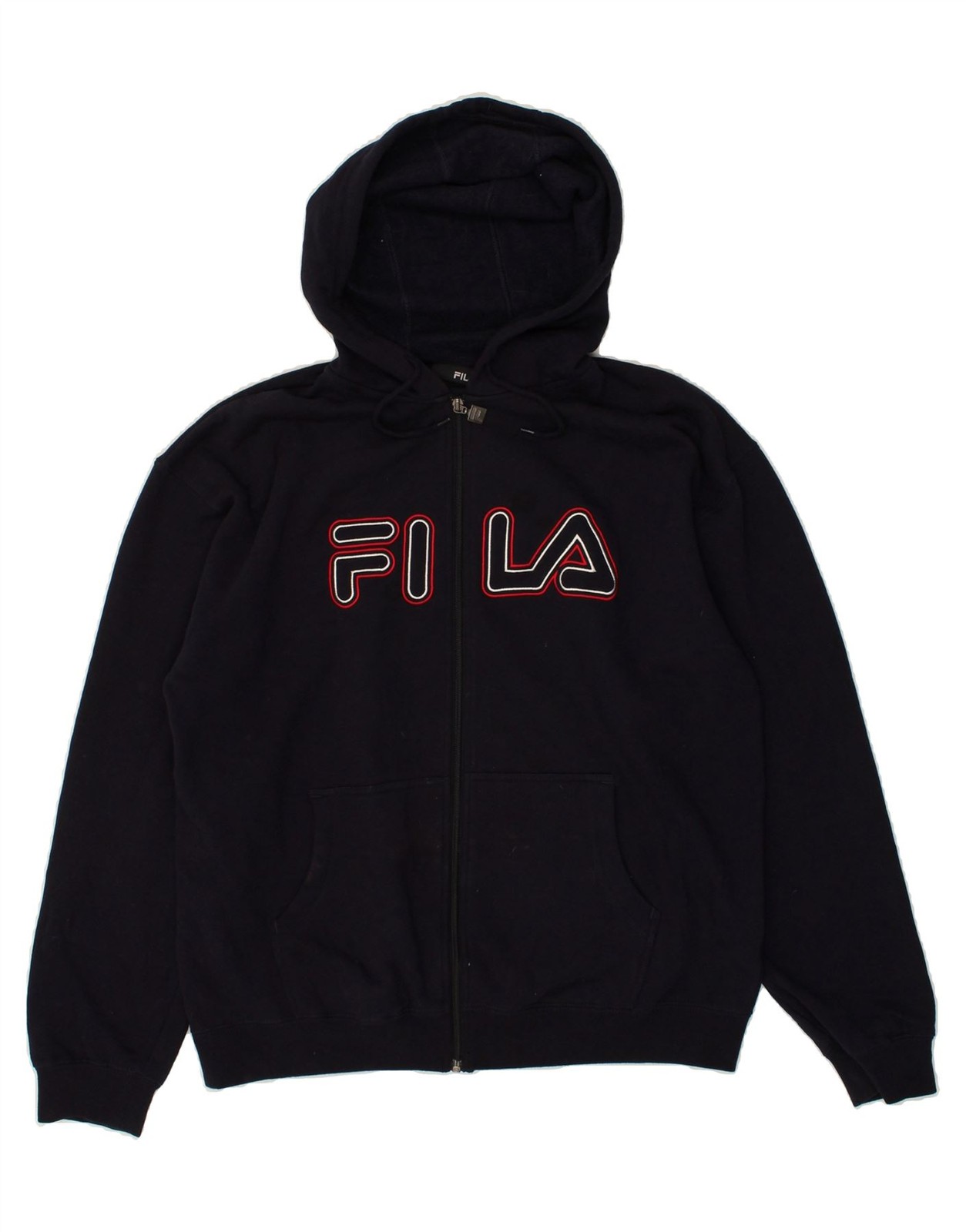 FILA Felpa Uomo Grafica Zip con Cappuccio Grande Blu Navy Cotone AS17