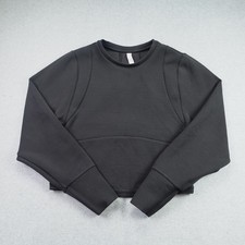 Athleta Sweatshirt Womens XS Black Cropped Active Crew Neck Pullover