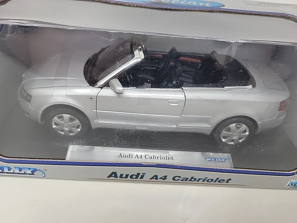 Welly 1/18 Audi A4 Cabriolet Convertible Diecast Silver NISB - Image 2 of 4