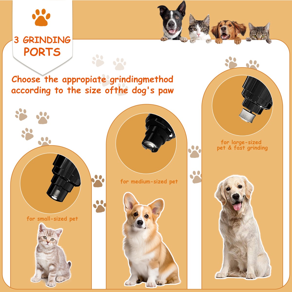 Electric Dog Nail Grinder Portable Pet Cat Trimmer Files Grooming Clipper Cutter