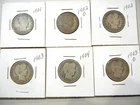 barber quarter dollar silver US coin collection lot of 6
