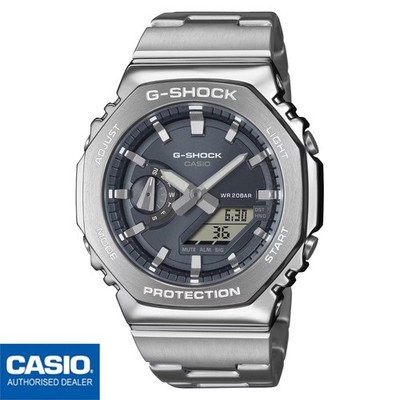CASIO GM-2110D-8AER GM-2110D-8A Original G-SHOCK G-STEEL Metal PLATEADO Hombre