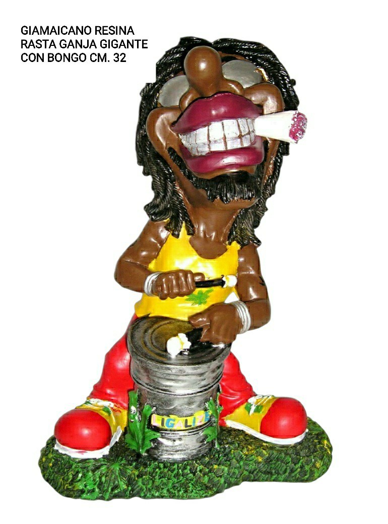 Idee Regalo: Statua Rasta Bob Marley 32cm in Resina con Bongo