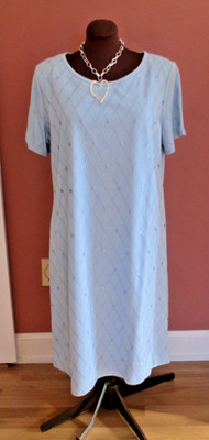 NWOT VINTAGE EDITH FLAGG CALIFORNIA BLUE DRESS PLUS SIZE 2X BABY SHOWER 70'S