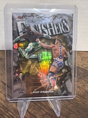 Kofi Kingston 2025 Topps Finest WWE #FNS-KK Finishers Gold Refractor /50