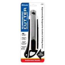 BAZIC Heavy Duty Self Loading Cutter w/ Grip + 2 Replacement Blades, pack of 12