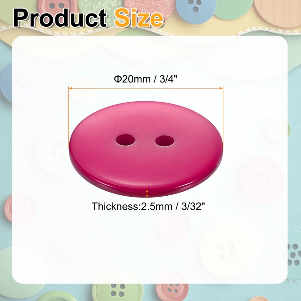 Botón de costura de resina de 10 piezas, botones artesanales redondos de 2 agujeros de 20 mm (3/4 pulgadas), rojo rosa Foto 2 de 4