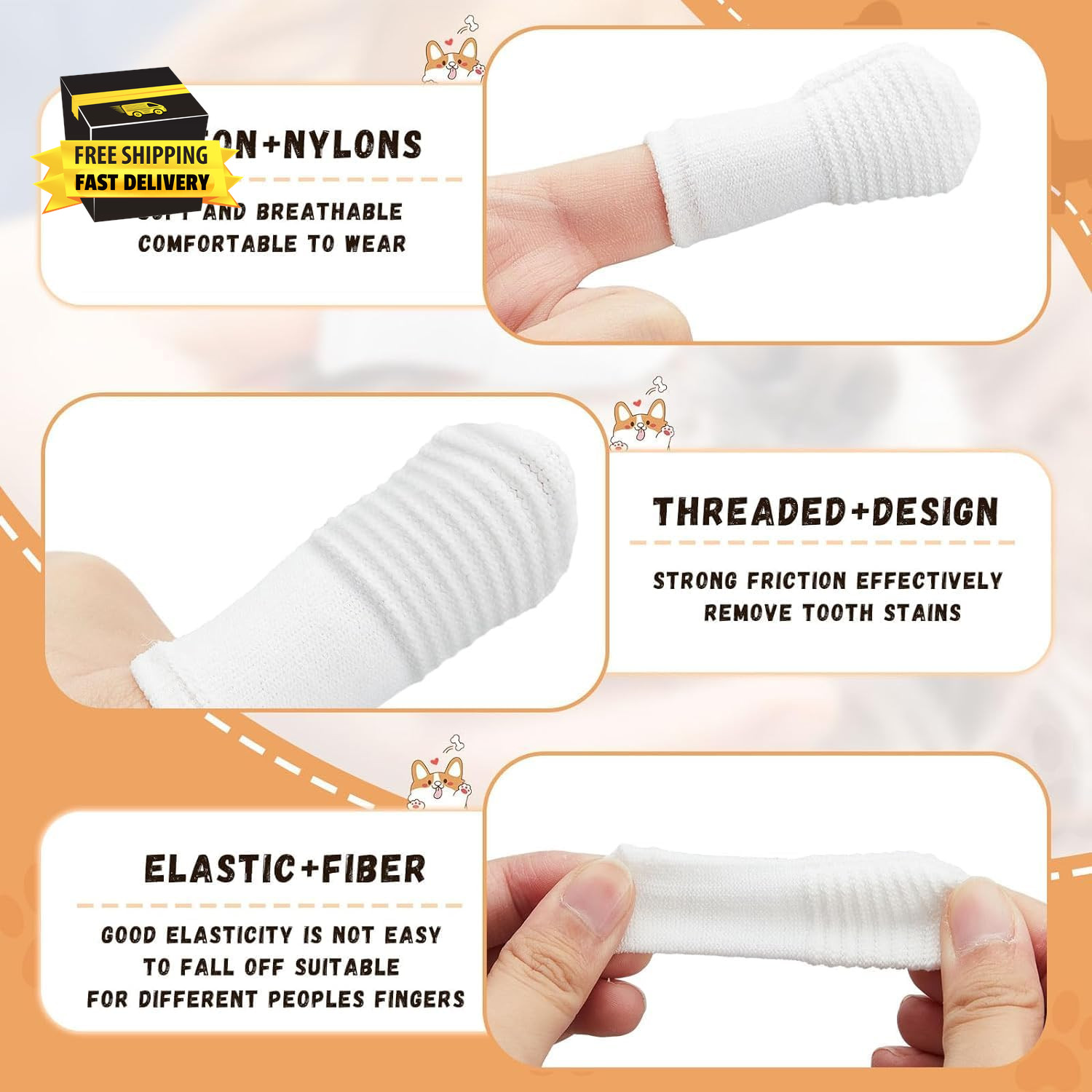 Dual Sided Cat Toothbrush Dog Toothbrush Finger Brush Micro Head to Fit into Sma