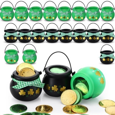 Miniinflat 265 Pcs St Patricks Day Mini Cauldrons Set 24 Pot Of Gold 240 Gold
