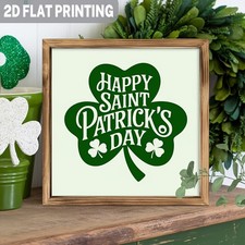 Irish Wooden Plaque Happy Saint Patrick's Day Shamrock Farmhouse Wall Decoration