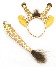 Giraffe Headband Ears And Tail Costume Accessory Set Fits Adults Kids