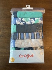 Cat  Jack 7 PACK Boys Briefs Large 12-14 - NEW blue green underwear