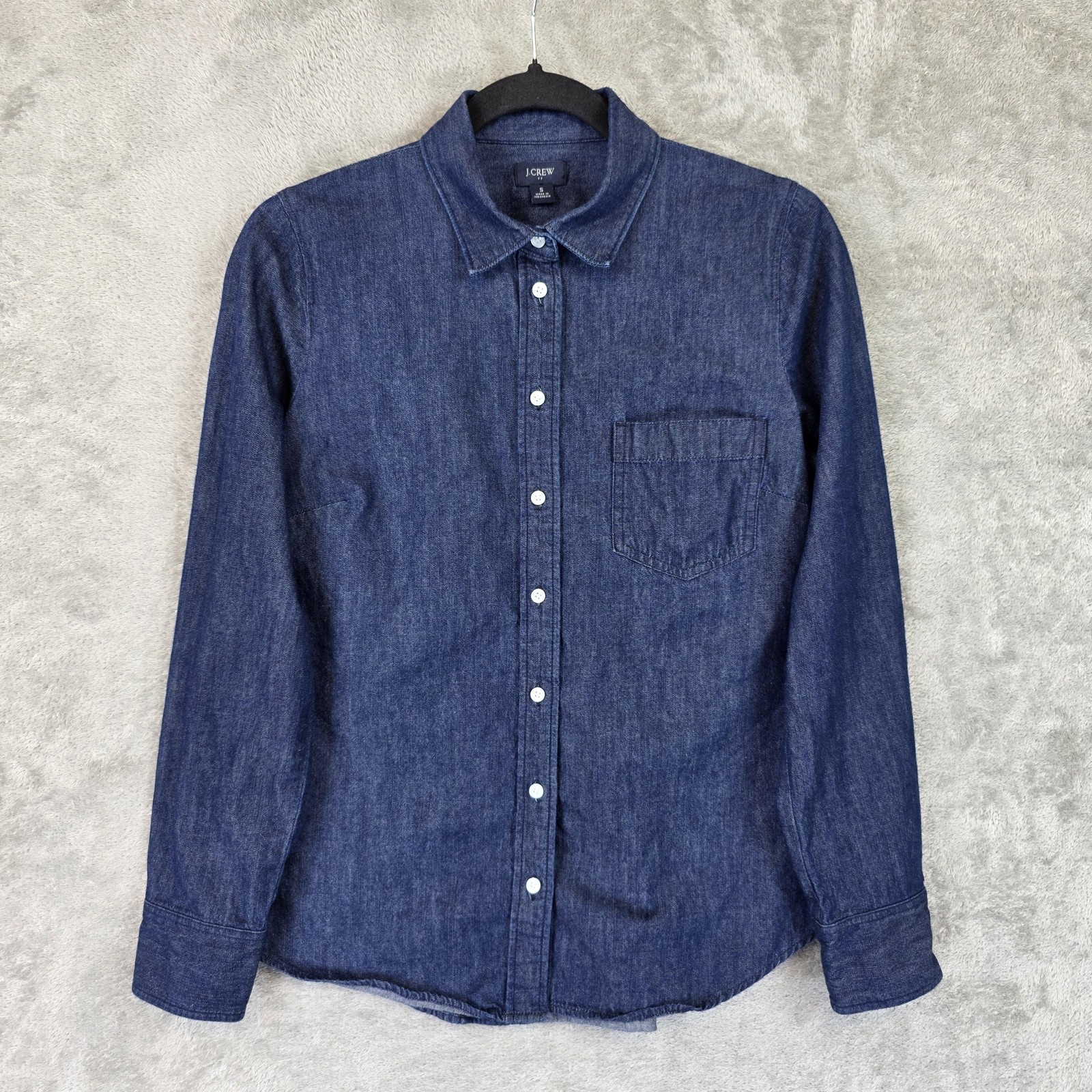 J.Crew Shirt Womens Small Blue Denim Long Sleeve Button Up Casual Cotton Pocket