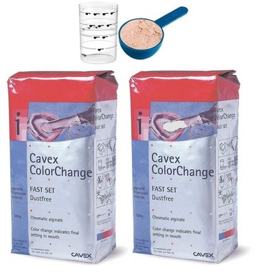 Cavex ColorChange Alginate Molding Powder Fast Set 500g Pack of 2 with Cavex ...