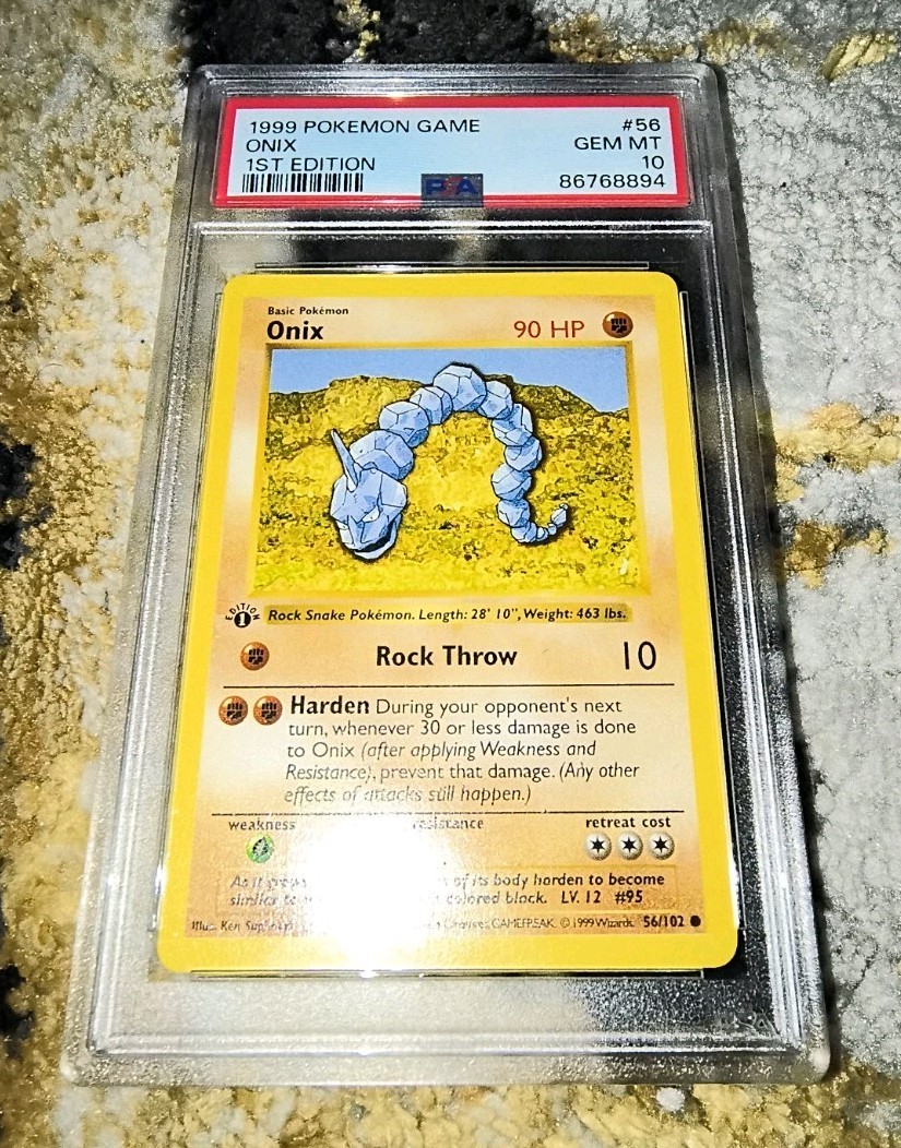 1999 POKEMON BASE SET 1ST EDITION ONIX 56/102 PSA 10
