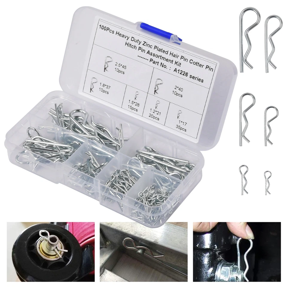 Splinte Sortiment 100-tlg Federsplinte in 6 Größen, Federstecker, Splint Set DE - Bild 3 von 4