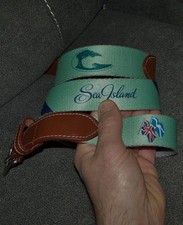 Mint PETER MILLAR Cotton Belt FREDERICA SEA ISLAND OCEAN FOREST GOLF CLUB Sz 38