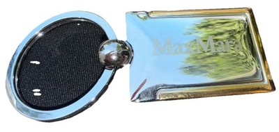 MaxMara Silver Metal Key Chain Key Ring Rectangular Fob Pendant 