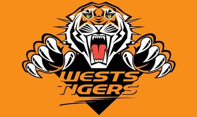 NRL Wests Tigers Rugby League Flag Pole Shaft Style, 2 Grommet & 4 Grommet