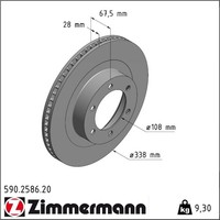 2X Zimmermann 590.2586.20 Bremsscheibe FüR Toyota Land Cruiser Prado J12
