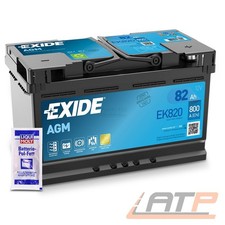 EXIDE AUTOBATTERIE 12V 82Ah STARTERBATTERIE 800A EK820 AGM START STOPP + FETT